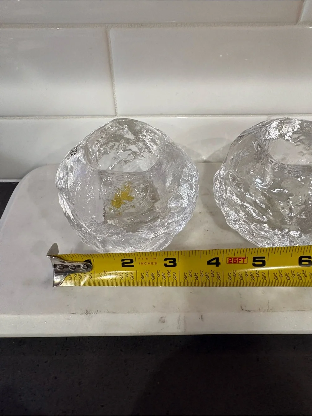 Kosta Boda Clear Textured Glass Votives - Pair